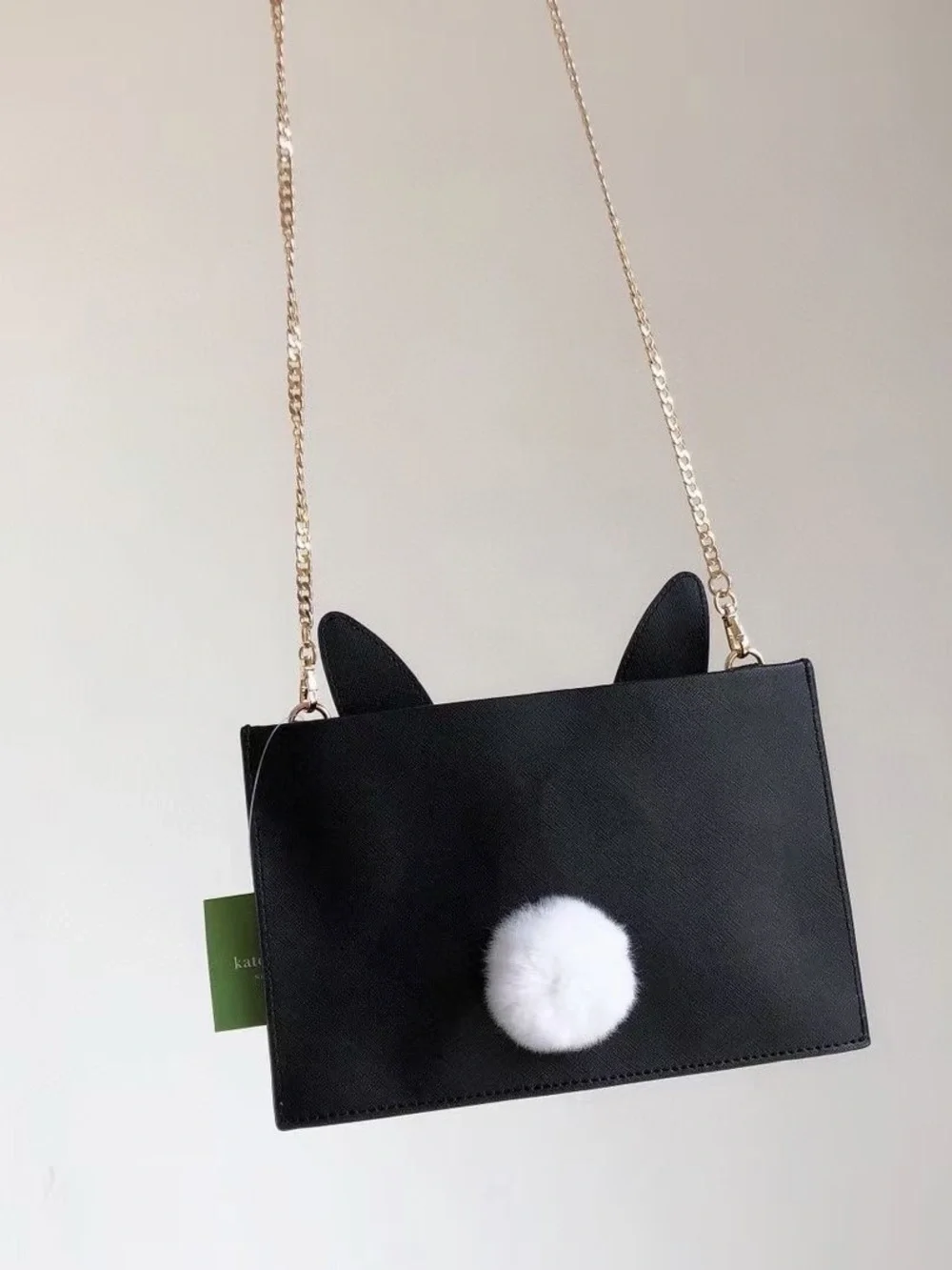 kate spade Black Crossbody Bag with Pink Bunny Accents